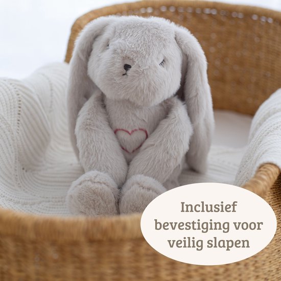 Lulla Bunny Slaapknuffel Grijs – met natuurlijke hartslag & ademhaling – Slaaphulp – Werkt tot 12 uur – Hypoallergeen & Wasbaar – Voor Baby, Prematuur & Kind van Lulla doll — afbeelding 5
