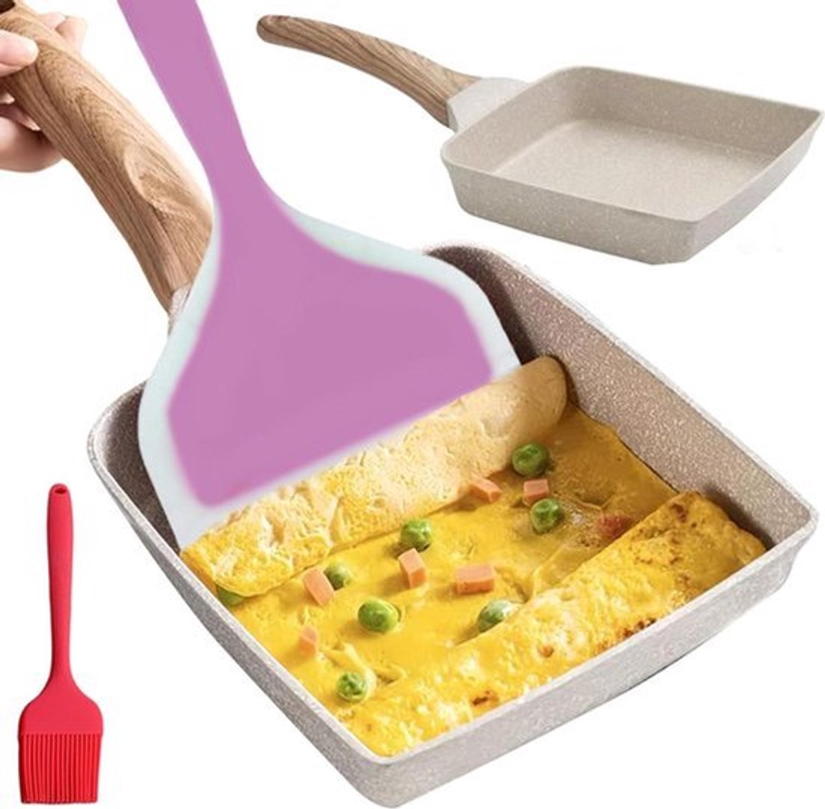 Tamagoyaki Braderij Rechthoekige Japanse Pan - Antiaanbaklaag - Geschikt voor Inductie - Vaatwasserbestendig