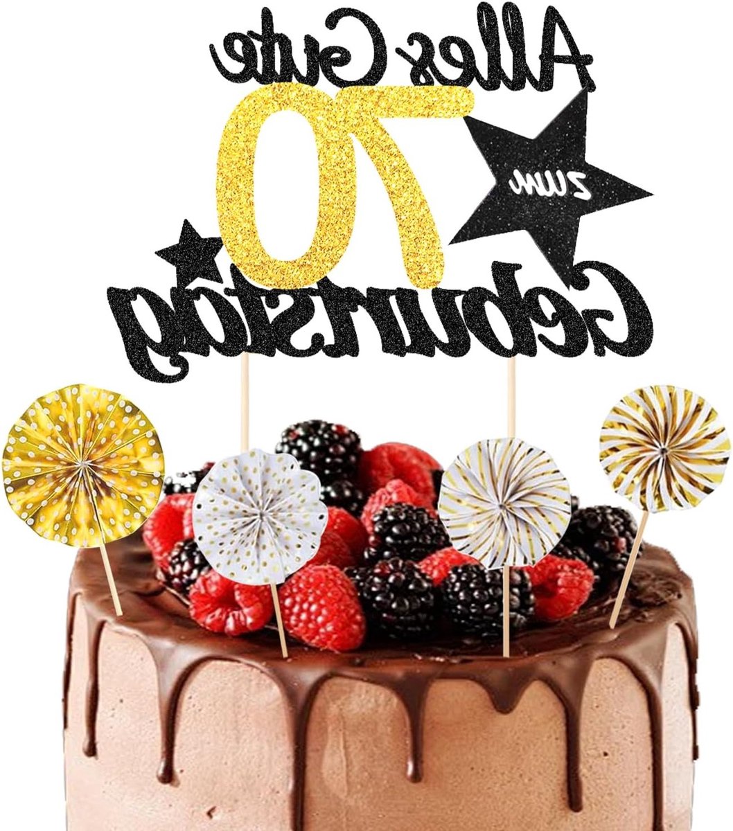 Feestelijke Taartdecoratie voor Verjaardag - 70e Verjaardag, Gelukkige Verjaardag, Feestversiering