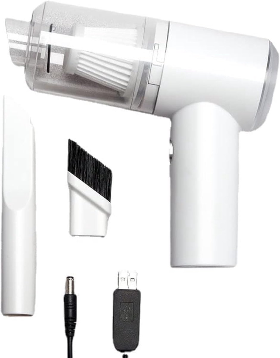 Mini draadloze oplaadbare autostofzuiger, 120W 6000PA handstofzuiger met LED-verlichting, Geschikt voor auto's, toetsenborden, huisdieren, computerbureaus en andere plekken.