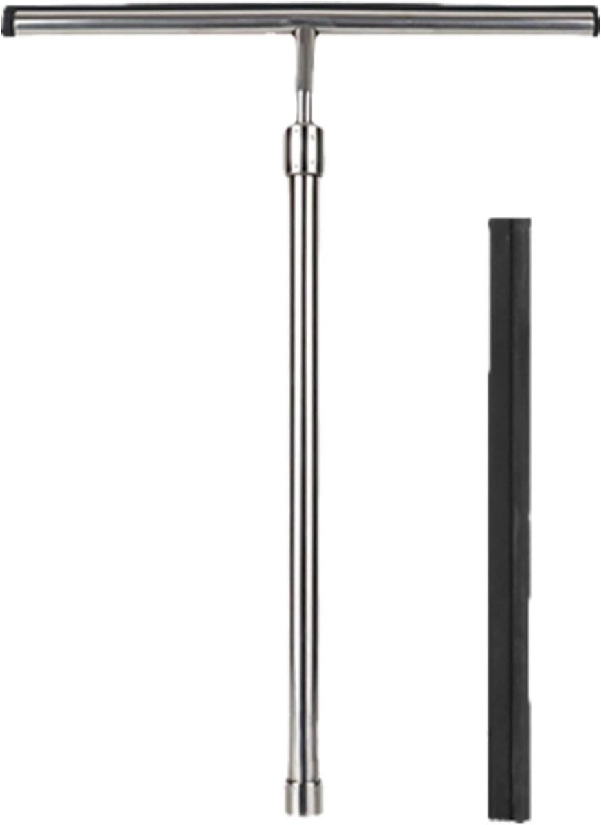 Raamwisser met Telescoopsteel - Raamtrekker Glasreiniger - Ramen Schoonmaken - Roestvrij Staal - 60 cm - Zilver