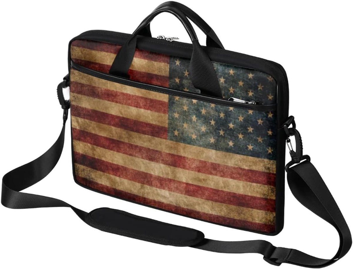 Laptoptas Canvas - Schoudertas Computer - Veilig Vervoer - Verstelbare Band - Tot 15 Inch - Multicolor