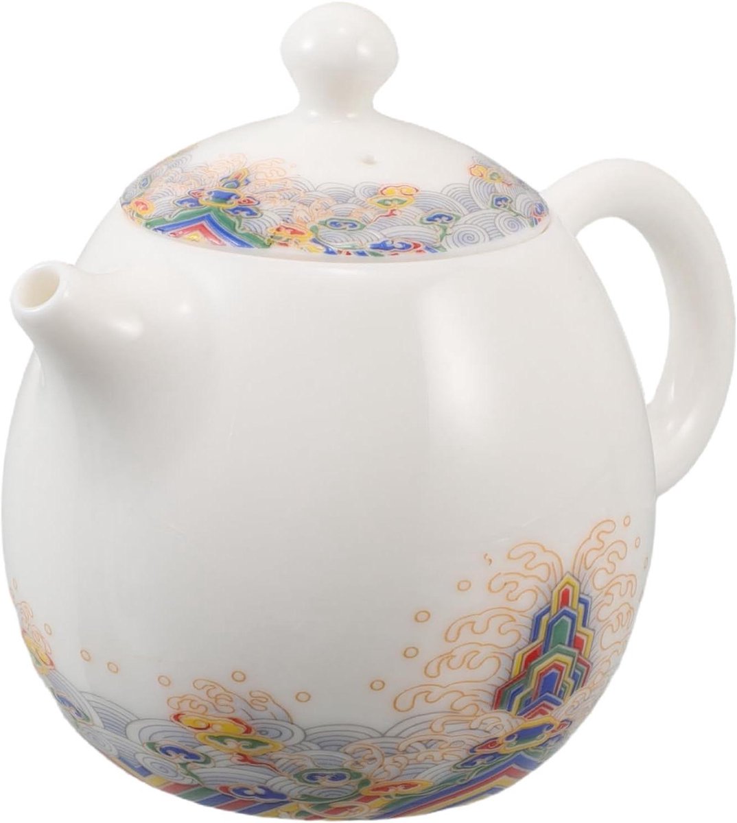 Keramische Theepot - Porseleinen Waterkoker - Thee Zetten - Zijhandgreep Ontwerp - 180 ml Inhoud - Wit
