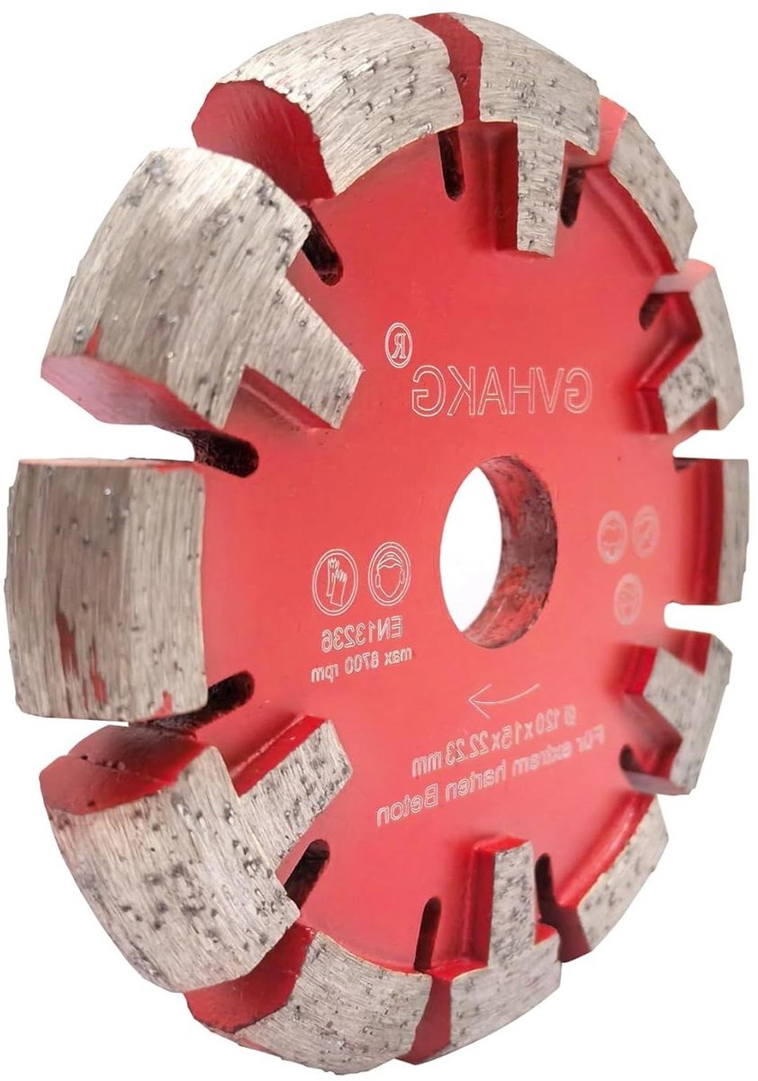 Diamantzaagblad - Betonzaagblad - Vloerverwarming Frezen - T-vorm Gesegmenteerd - 120x15x2223mm - Rood