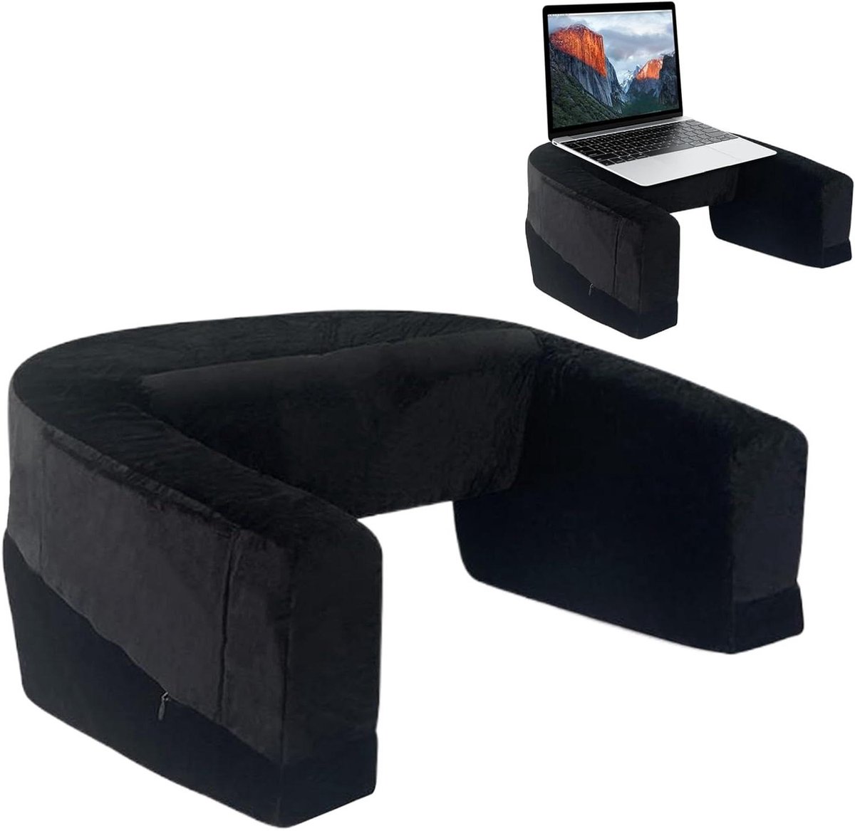 Laptop Kussen - Werkblad Tafel - Comfortabel Werken - Met Zijvak - 56x43x33cm - Zwart