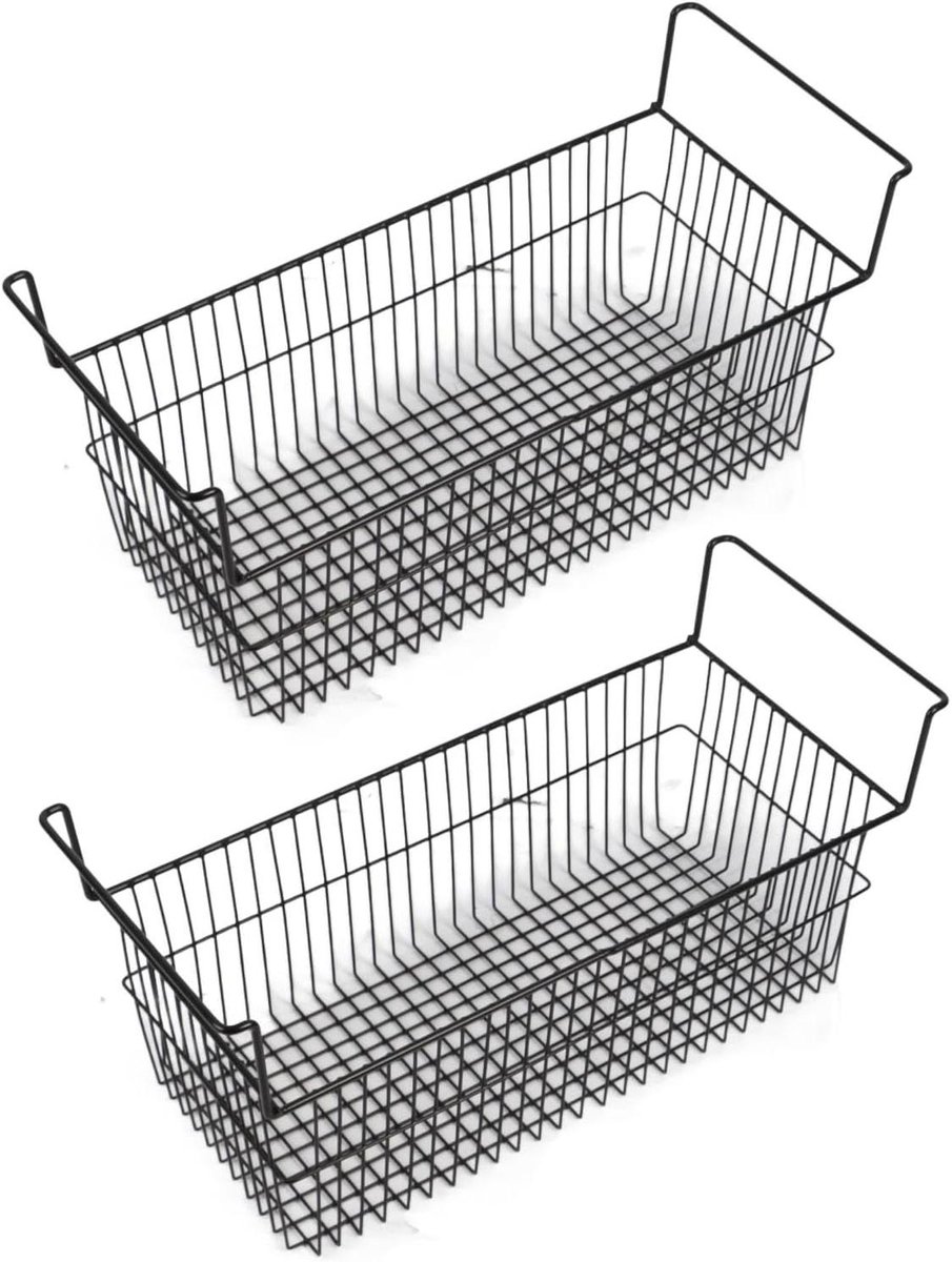 Opbergbakken Vriezer - Diepvries Manden - Efficiënte Opslag - Erosiebestendig Staaldraad - L63cm X B27cm - Zwart