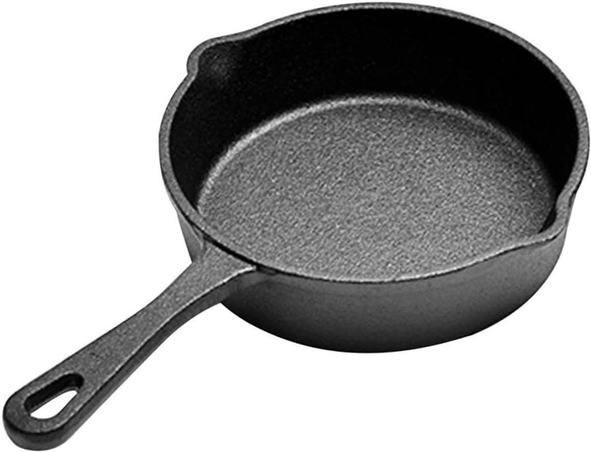 Gietijzeren Pan - Koekenpan Koop - Ontbijt Bakken - Mini Porties - 23 x 14 cm - Zwart