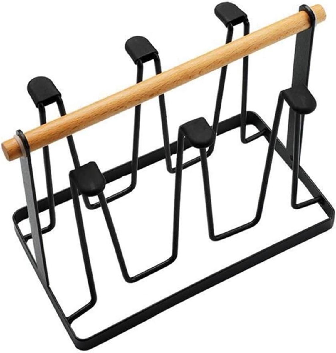 Bekerhouder - Droogrek - Keuken Organiseren - Houten Handvat - 23.8 cm - Zwart
