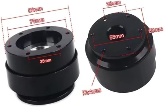 Stuurwiel Adapter - Snelle Ontkoppeling - Race Simulator - Aluminium Constructie - 8.2x7cm - Rood — afbeelding 4