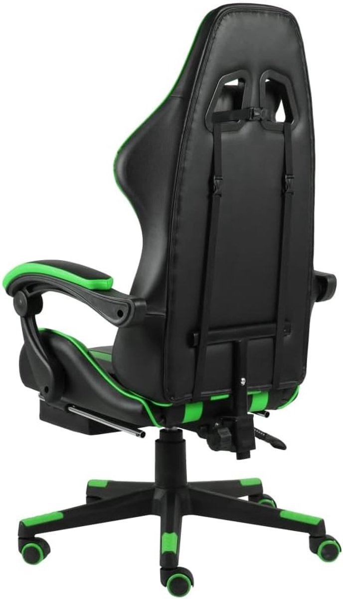 Racestoel met voetensteun - Gamestoel race - Comfortabel gamen - Volledig liggende positie - 62x69x130 cm - Zwart groen — afbeelding 5