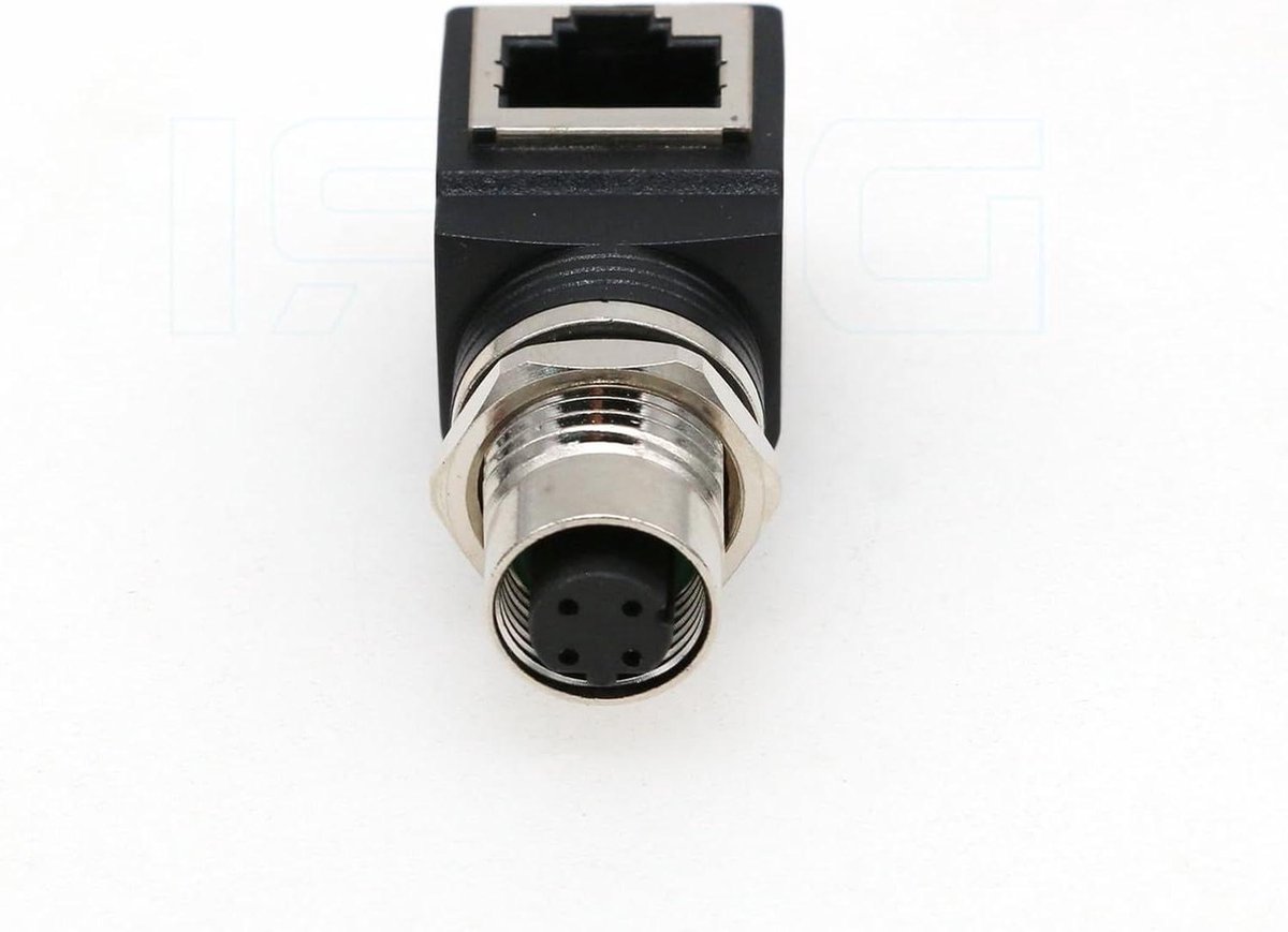 Ethernet Adapter - M12 RJ45 Connector - Industriële Netwerken - IP67 Waterdicht - 4-pins Recht - Zwart