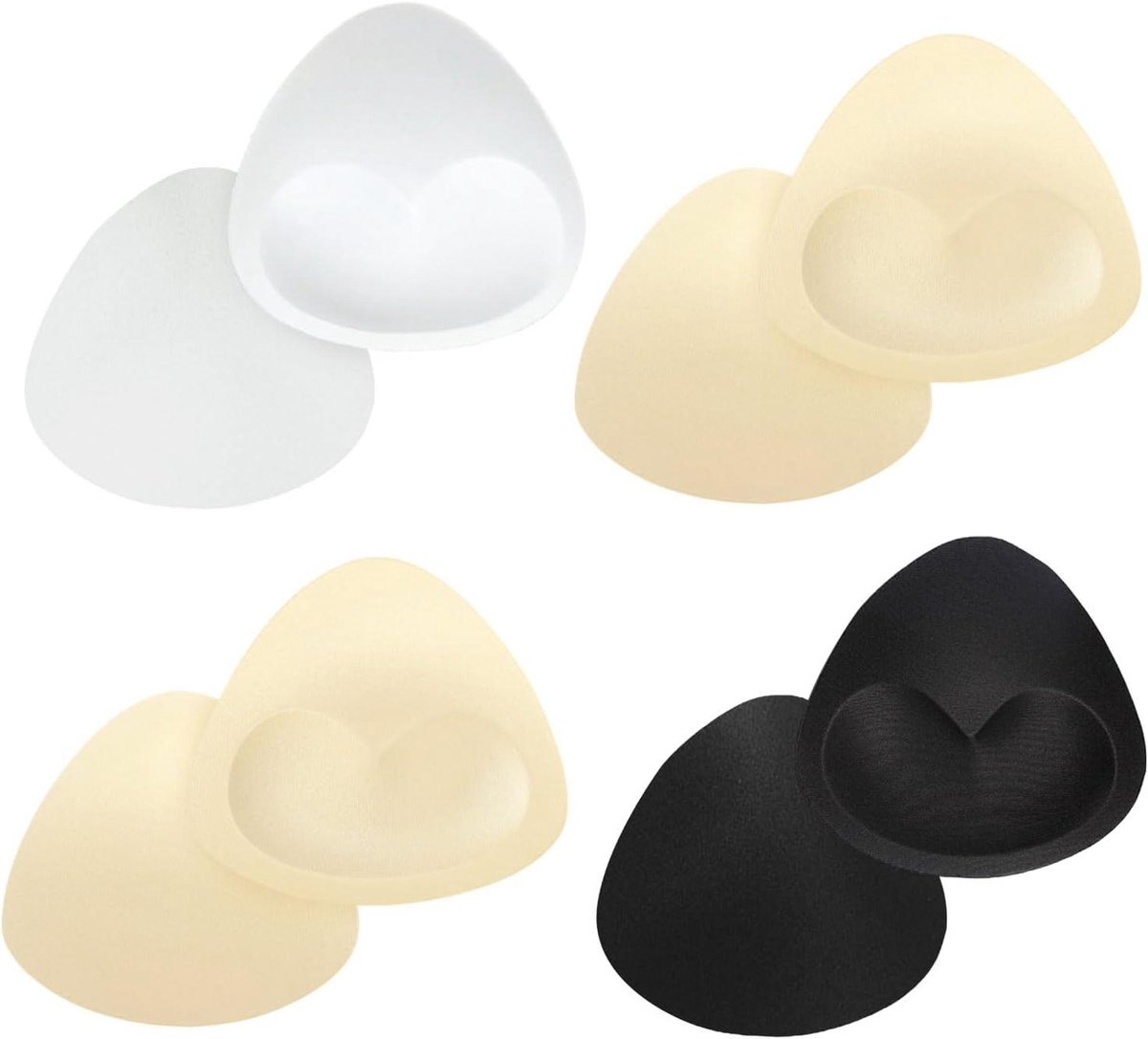 Sport BH Pads - Borstversterker Cups - Vorm Verbeteren - Verwijderbare Inzetstukken - 4 Paar - Zwart Beige Wit