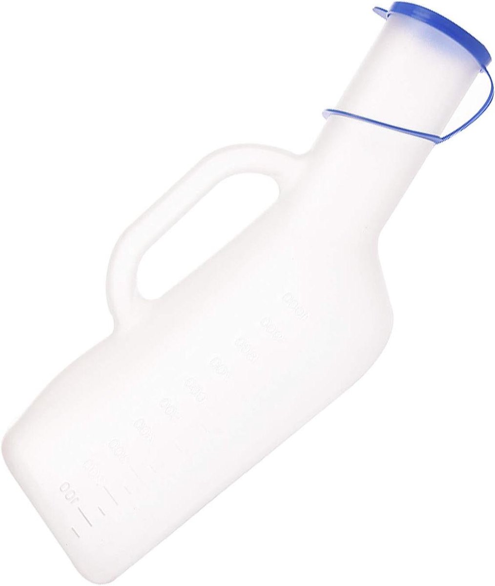 Urinoir voor mannen - Nachtelijke plasgoot - Thuiszorg ondersteuning - Lange hals uitloop - 1 liter - Helder