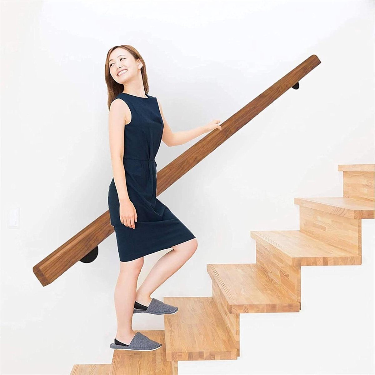 CHEWYNP 1-voet-20ft antislip trapleuning. voor binnen en buiten, houten trap grijpstangset, loft gang antislip trapleuningen steunstang (maat 9ft/270cm)