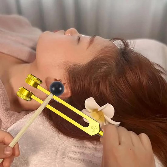 Stemvorkset - Stemvorken zijn ideaal voor genezing, chakratherapie, klanktherapie en het behouden van harmonie tussen geest, lichaam en ziel - Geschikt voor meditatie en genezing - Goud 128+136.1+528+4096+Accessoires van Merkloos — afbeelding 2