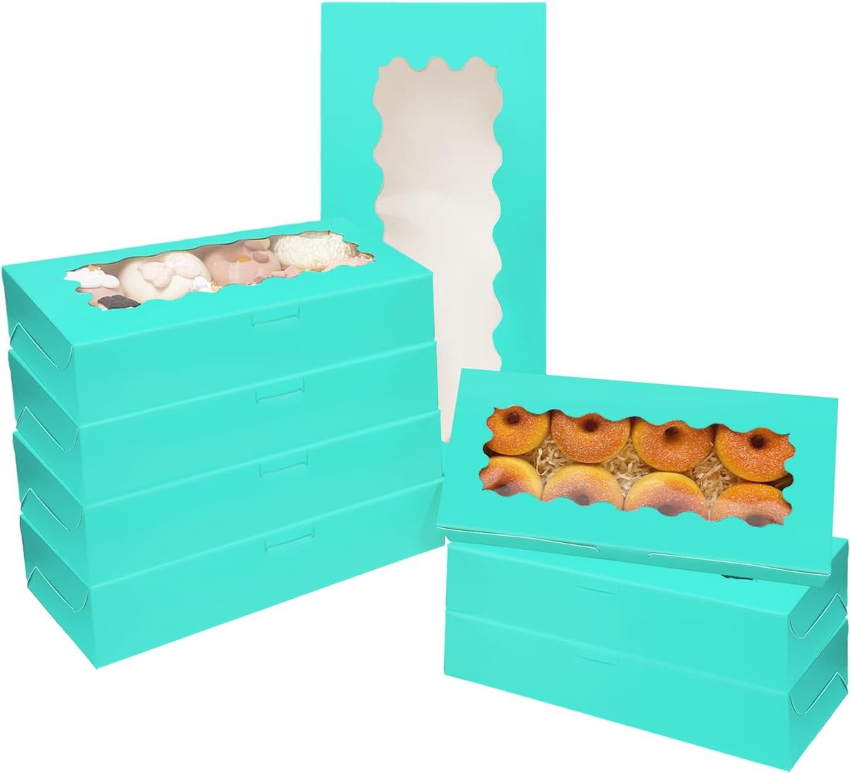 Cupcakedoosje - 30.5 x 14 x 6.3 cm - Min bluaw - Met Tray en Venster - Gebaksdoos - Perfect Voor Cupcakes, Desserts en Meer - 25 stuks - Cupcakedozen - van Imperatoris