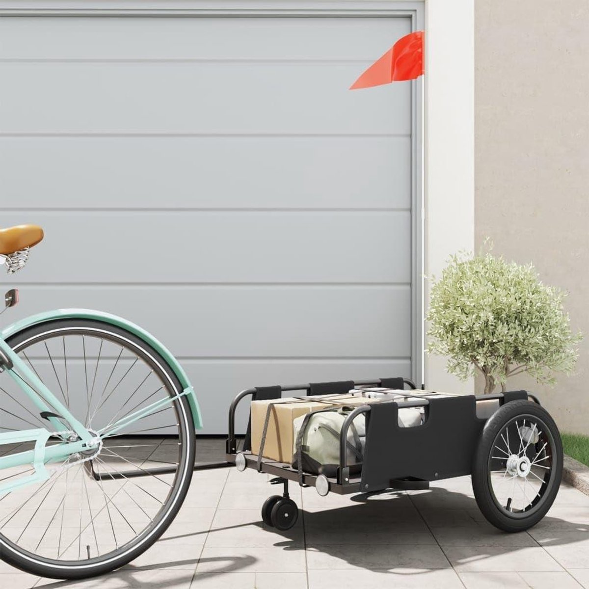 Fiets Aanhangwagen - Transportkar - Goederen Vervoeren - Waterbestendige Stof - 70 x 50 x 20 cm - Zwart