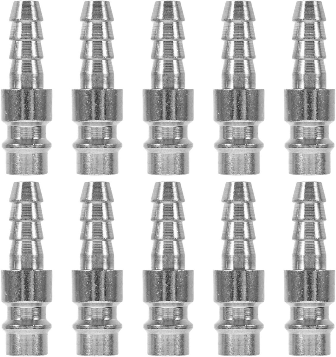 Compressor Accessoires - Luchtkoppelingen Set - Snel Gereedschap Wisselen - Luchtdichte Afdichtingen - 10 Stuks - Zilver