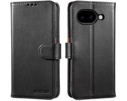 Hoesje Geschikt voor Google Pixel 10a - Echt Leer - RFID Blokkering - Magneetsluiting - Flipcase - Book Case Hoesje - Zwart