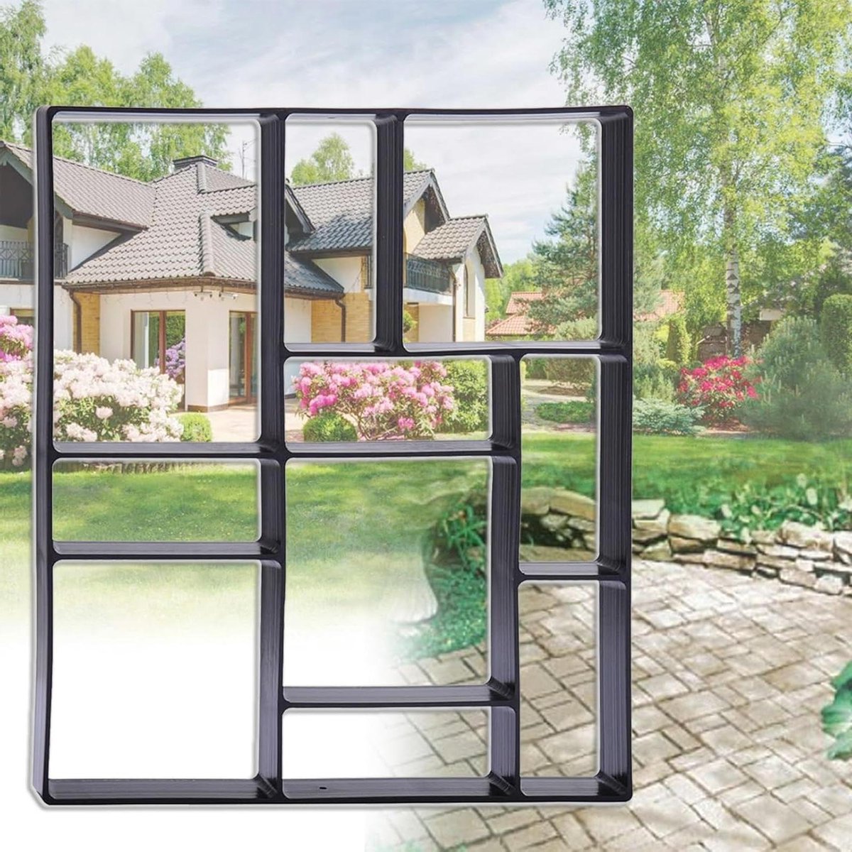 Betonmal Herbruikbaar - Steenmal Tuin - Pad Aanleggen - Twee Gebruiksmodi - 51x46x4cm - Zwart