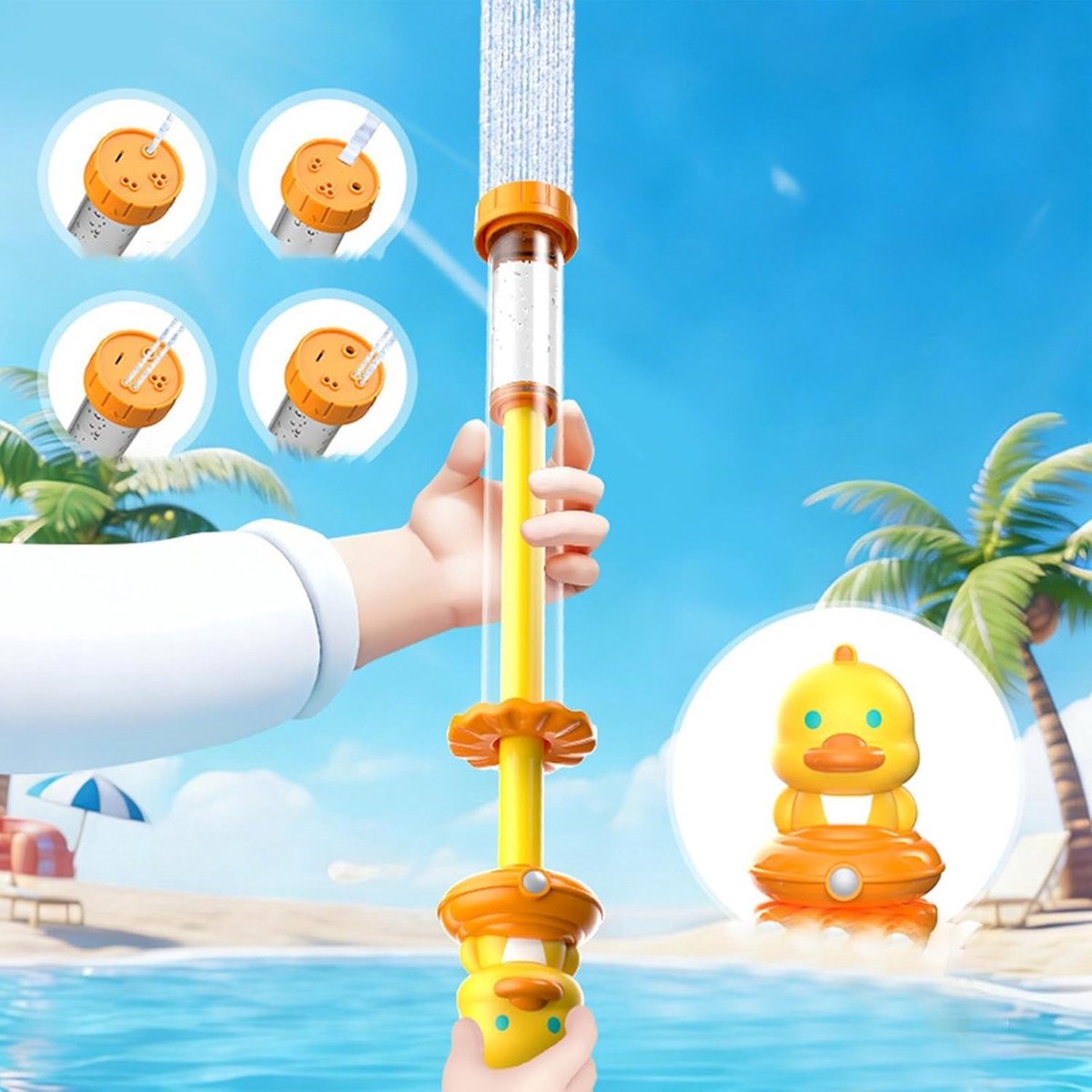 Watersproeier Kinderen - Waterkanon Speelgoed - Buiten Spelen - 4 Sproei Modi - 43 cm - Gele Eend – foto 4