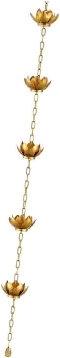 Regenketting - Waterafvoer Ketting - Tuin Verfraaien - Lotus Bloem Design - 120 cm - Goud