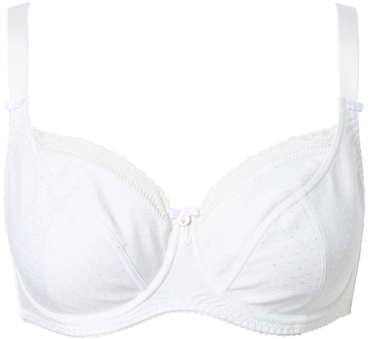 Ulla Popken - Dames - Beugelbeha jacquard kanten rand - Off-white - Maat 100E