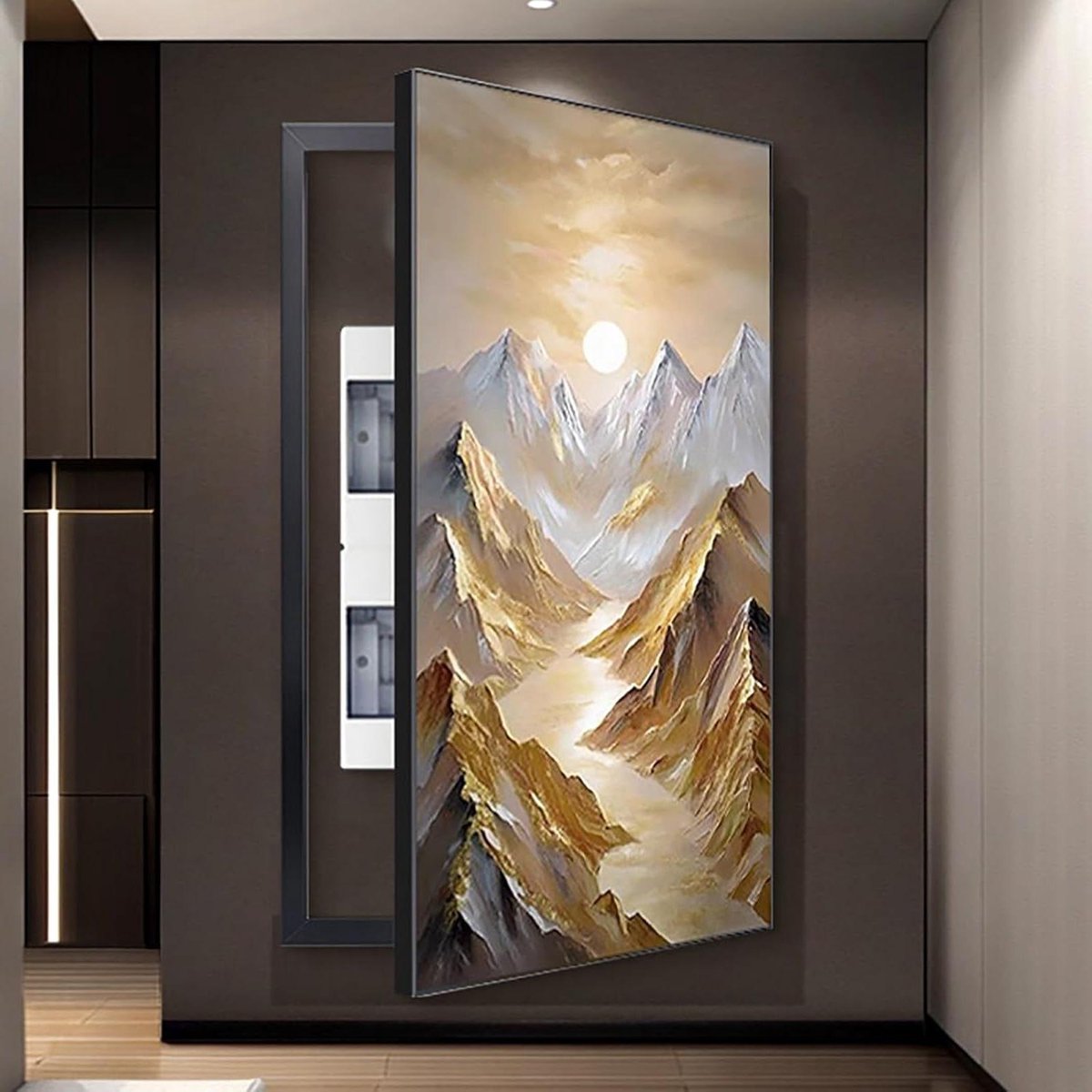 Meterkast Afdekking - Decoratieve Kap - Ruimte Verfraaien - Klapdeksel Ontwerp - 60x120cm - Zwart