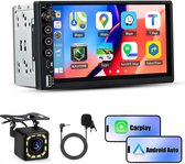 2 DIN Carplay Autoradio - met 7 inch Display type C USB - achteruitrijcamera & Microfoon