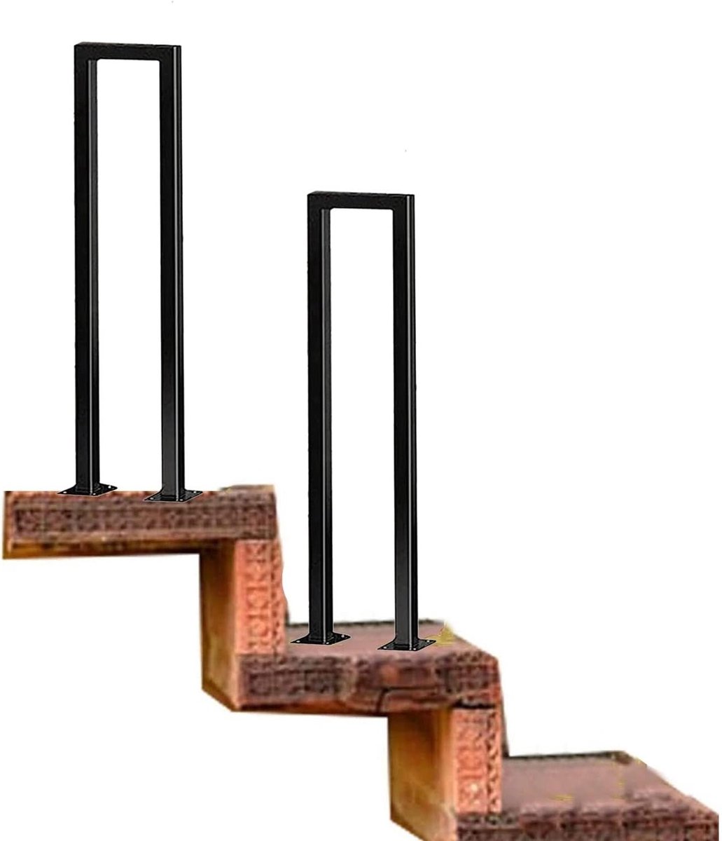 Trapleuning Buiten - Steunrail Trap - Veilig Traplopen - Anticorrosieve Behandeling - 95 cm - Zwart