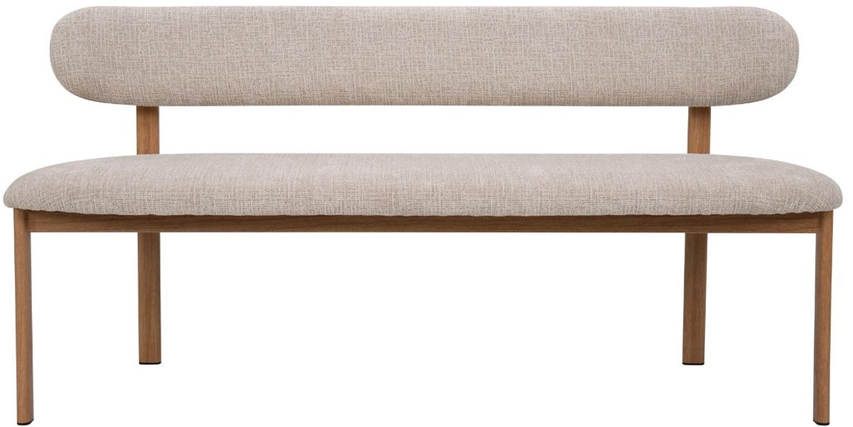 Giga Meubel Eetkamerbank Noor Beige/Naturel - 180 cm - Stof - Japandi