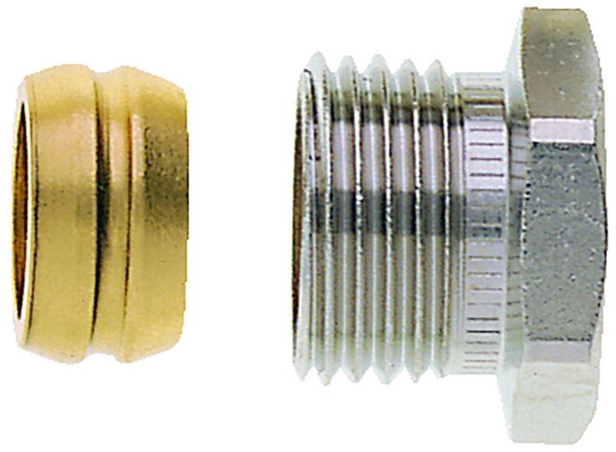HEIMEIER Klemkoppeling vernikkeld voor Cu- en stalen pijp 18 mm en Rp 3/4 IG, 2201-18.351