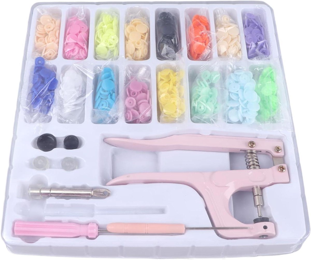 Gereedschapsset Drukknopen - Naai set - Kleding repareren - Inclusief 460 knopen - 24 Kleuren - Roze