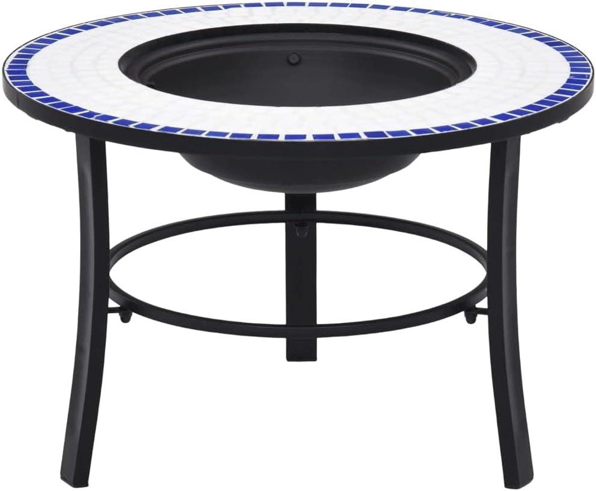 Buitenhaard - Vuurkorf - Terras Verwarmen - Keramische Vuurschaal - 68 cm - Blauw Wit