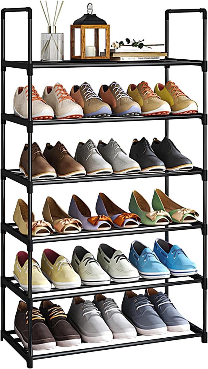 Schoenenrek - Opberger - Ruimte Besparen - Verstelbare Planken - 58 cm - Zwart