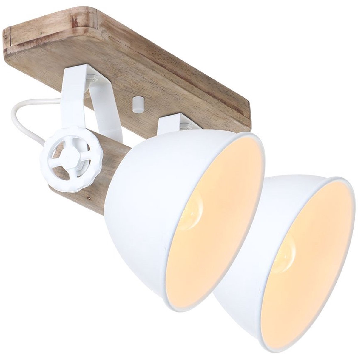 Plafondlamp Gearwood 7969W Wit E27 fittingen Metaal en Hout Draaibaar en Kantelbaar Trendy