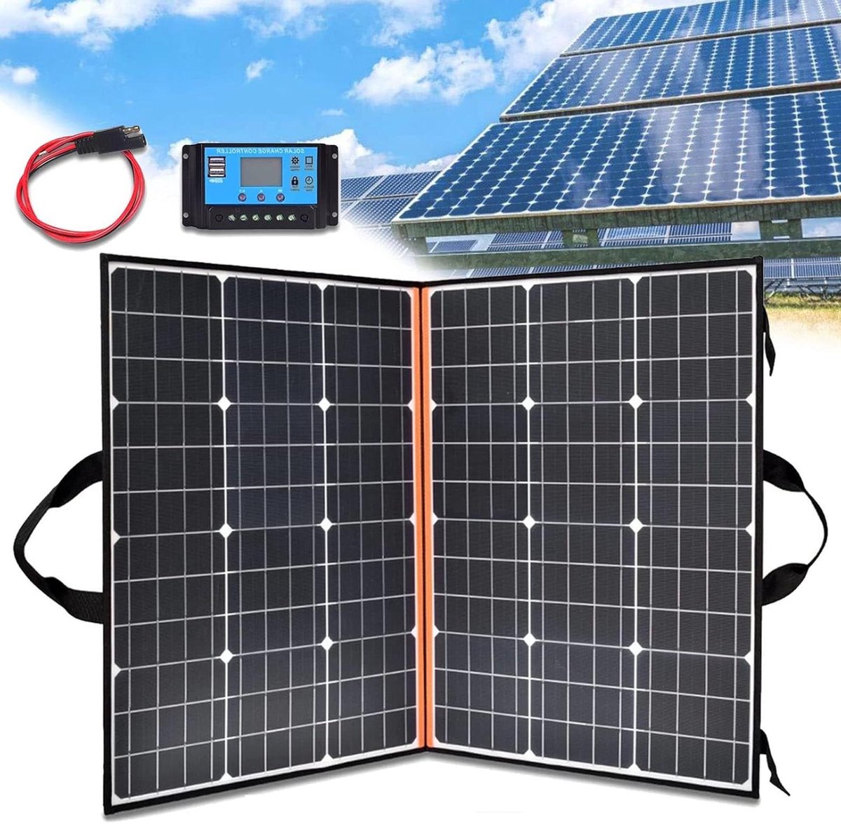 Zonnepaneel - Draagbare Charger - Outdoor Energie - Hoge Conversie - 200W - Zwart