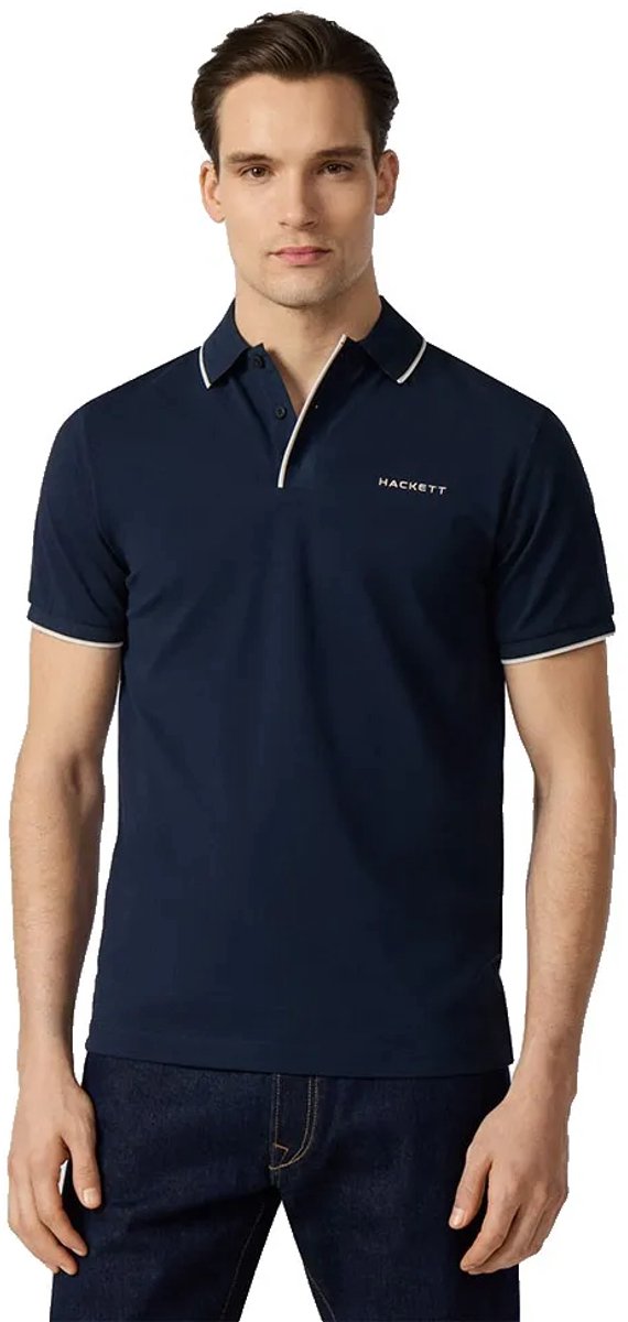 Hackett Hm5600195 Korte Mouw Poloshirt Blauw M Man