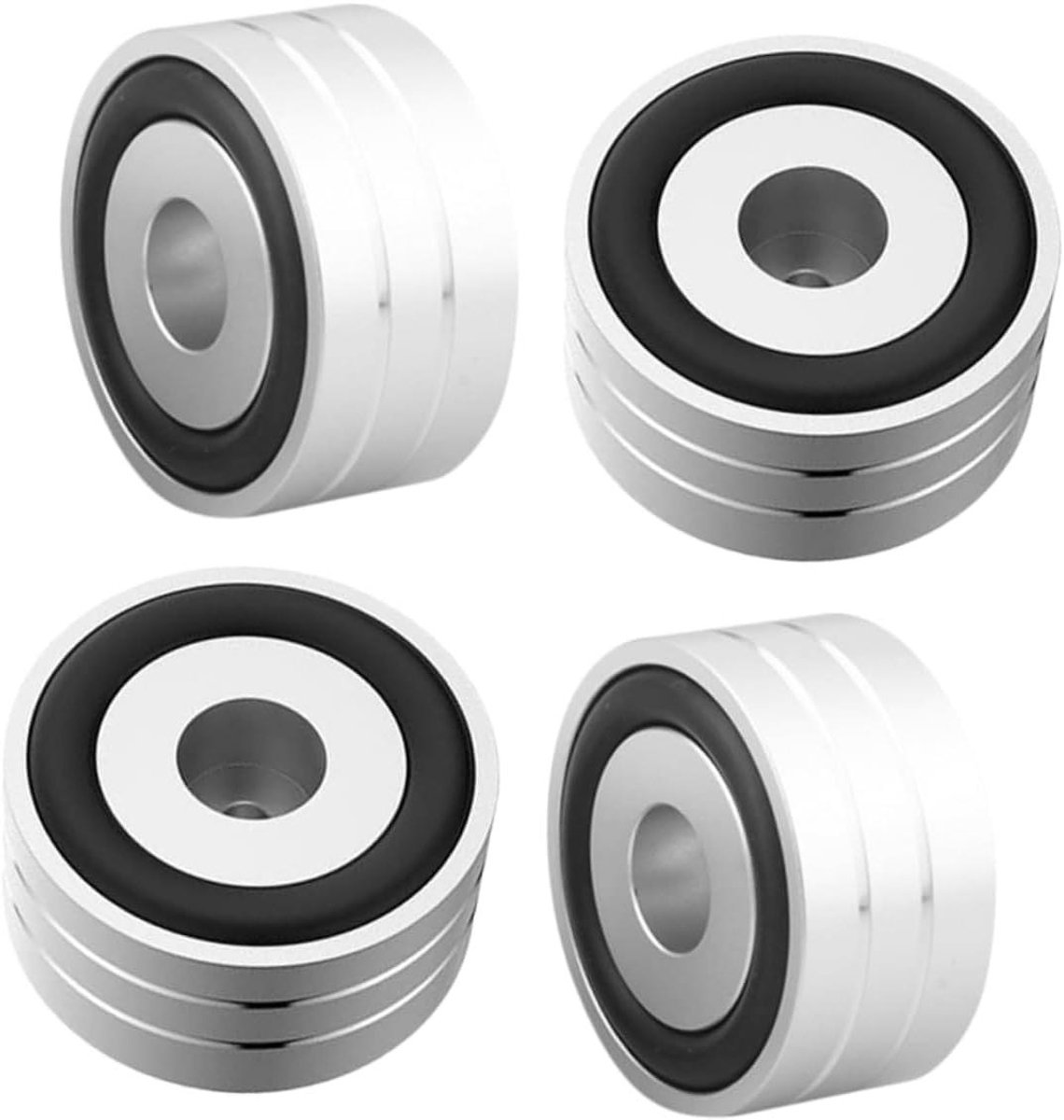 Luidspreker Isolatie Voeten - Apparaten Pads - Geluid Verbeteren - Schokabsorberend Rubber - 4 stuks - Zilver