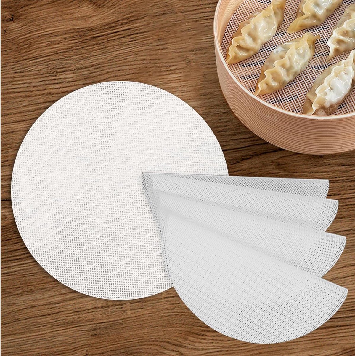 Stoombakmat Siliconen - Steamer Mesh - Gezond Koken - Anti-aanbak Design - 10 Stuks 22cm - Wit
