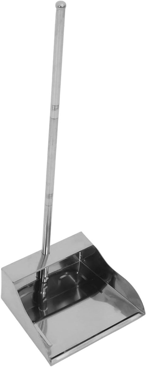 Vuilblik Lange Steel - Stoffer en blik - Huis en tuin - Extra grote opvang - 70 cm lengte - Zilver