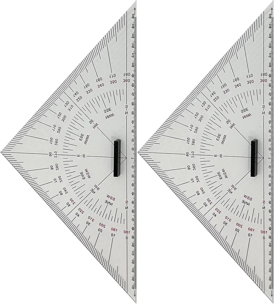Tekendriehoek Set - Gradenboog Liniaal - Navigatie Tekenen - Maritiem Acryl - 300mm Lengte - Transparant