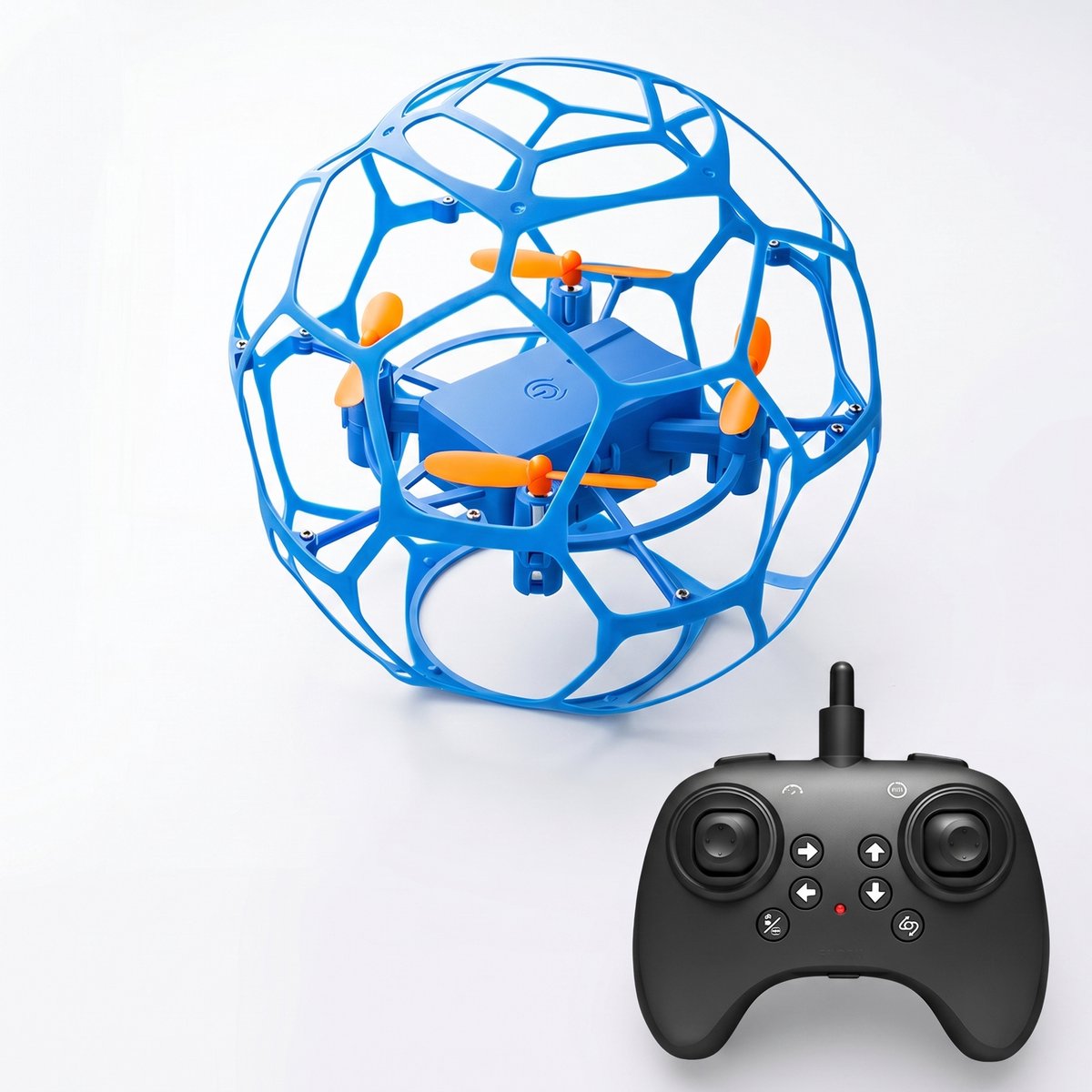 Ryoudavell - Drone voor Kinderen en Volwassenen - Anti-Botsing Speelgoed Drone met Afstandsbediening & 2 Batterijen - Radiografische Drone Bal Met Hoogtebehoud - Veilige RC Quadcopter Vliegtuig - Cadeau Jongens & Meisjes - Blauw Model