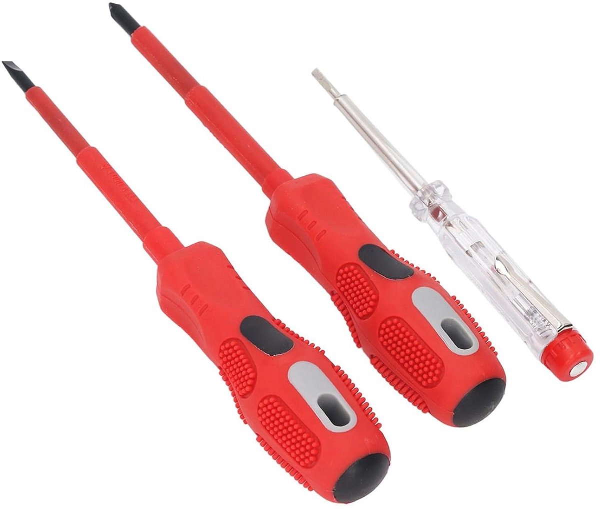 Schroevendraaier & Spanningszoeker - Testpen Set - Elektrisch Werk - Geïsoleerd Ontwerp - 1000V Veiligheid - Rood
