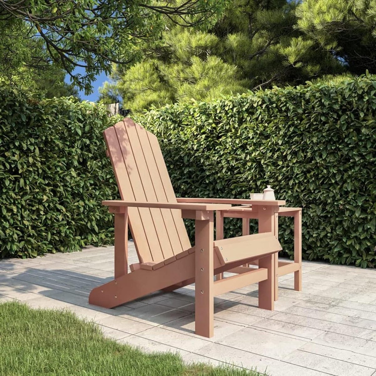 Adirondack Tuinstoel - Terrasstoel Outdoorstoel - Ontspannen Buiten Zitten - Weerbestendig HDPE Materiaal - Zitdiepte 47 cm - Bruin
