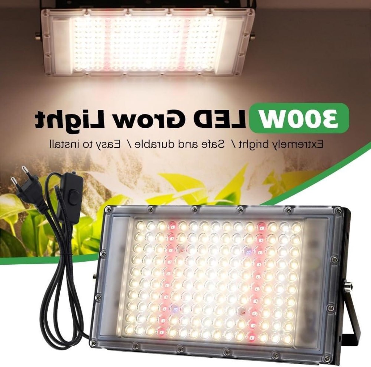 Kweeklamp - Plantenlamp Groeilamp - Planten Groei - Volledig Spectrum - 300W - Zwart