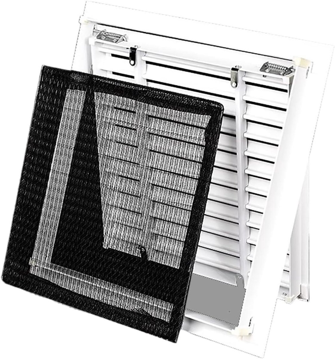 Ventilatierooster Afdekplaat - Luchtuitlaat Deksel - Ventilatie Verbeteren - Verwijderbare Louvre Deur - 35 x 35 cm - Zwart