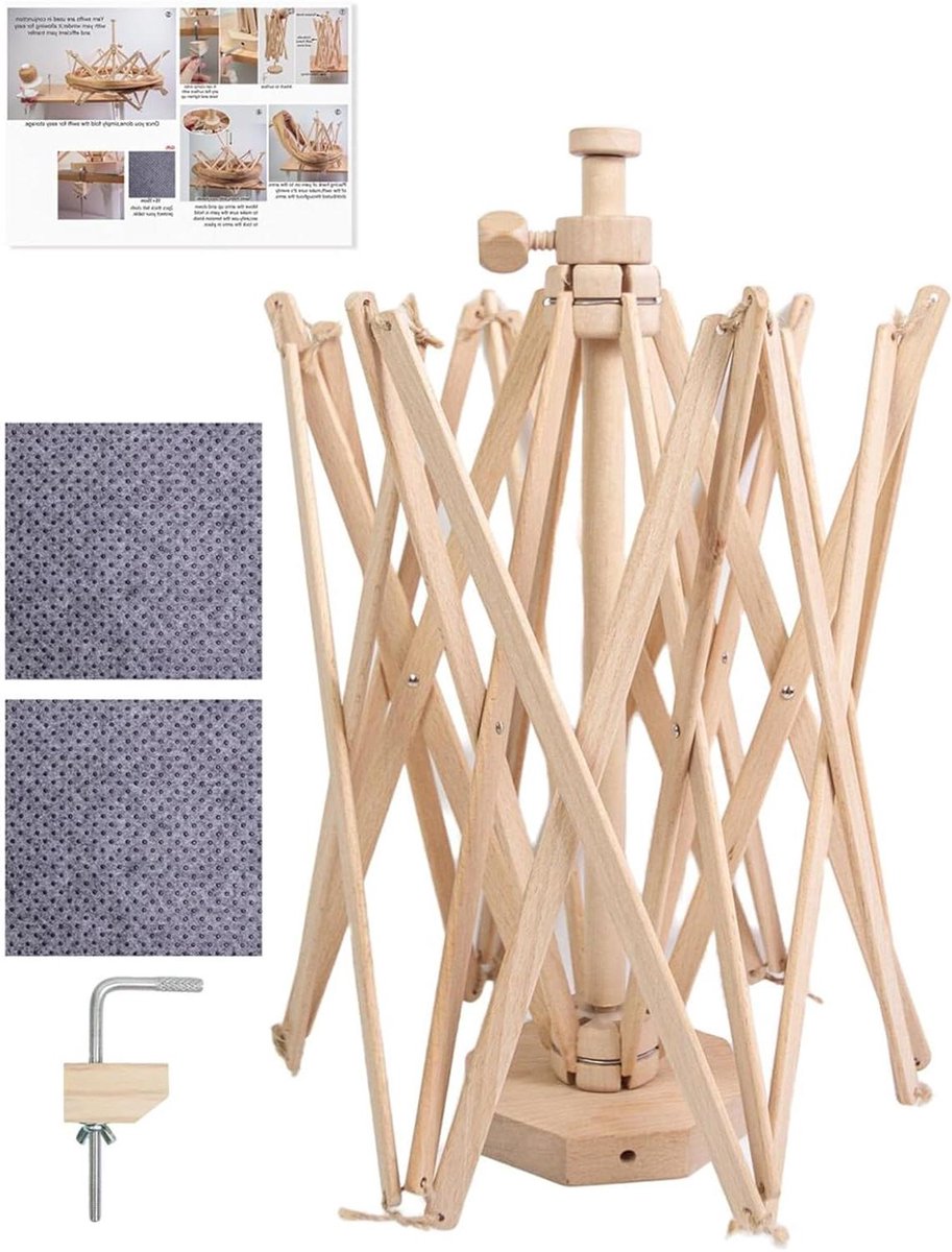 Wolwinder - Garenroller paraplu - Handwerken organiseren - Verbeterde wikkelgemak - 63 cm - Houtkleurig