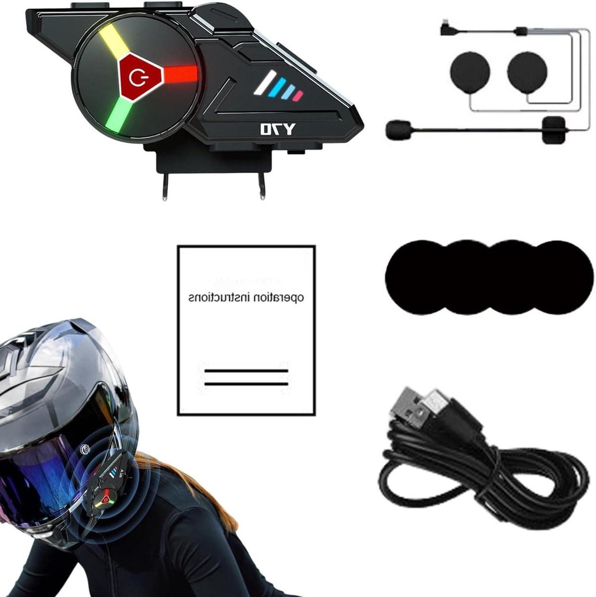Motor Communicatie Systeem - Motor Oortelefoon - Veilig Communiceren - Ruisonderdrukking - 2000 mAh Batterij - Zacht Tarwe