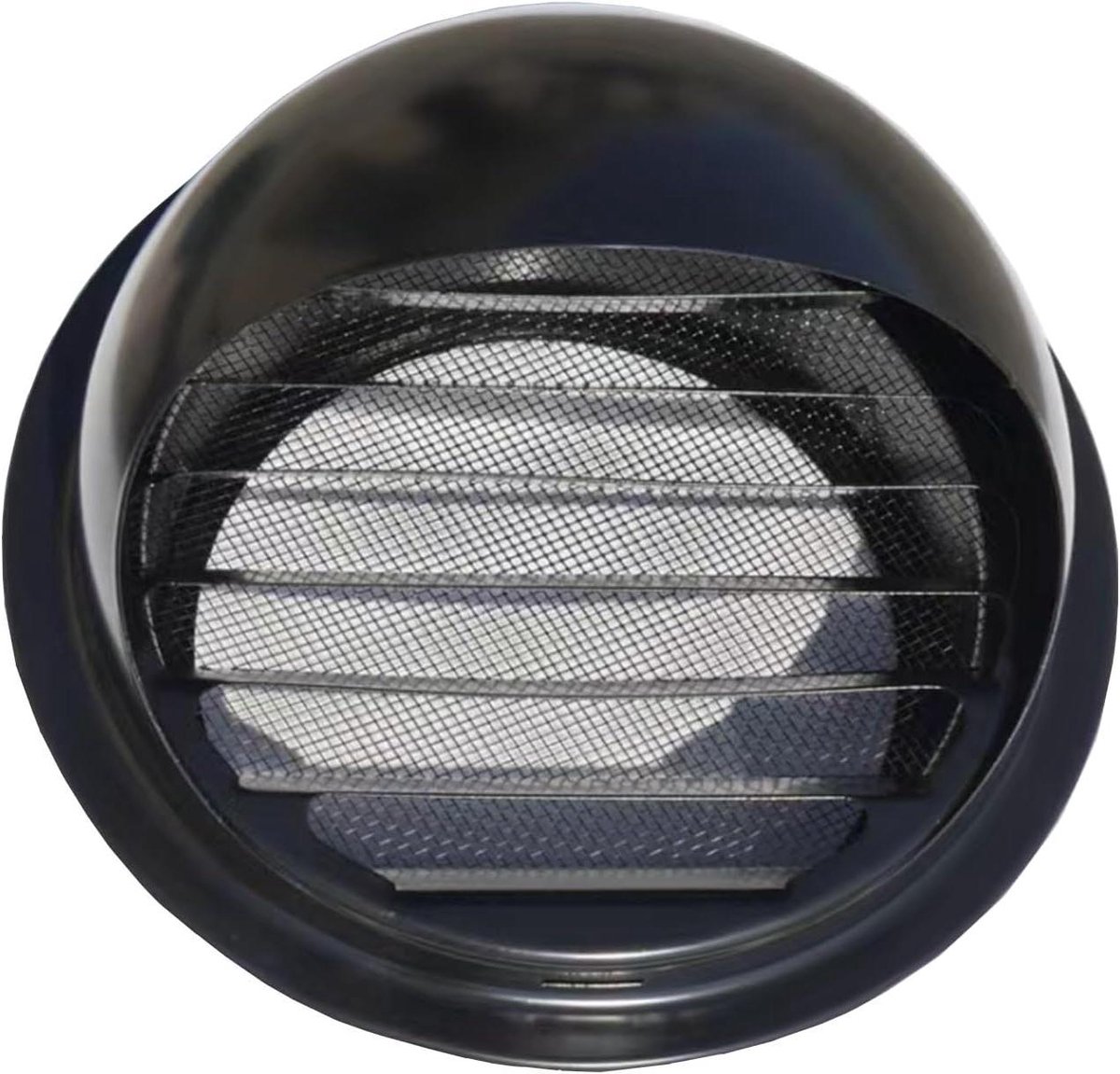 Ventilatierooster - Sferisch lamellenrooster - Frisse lucht - Regendichte afwerking - 2.8 inch - Zwart